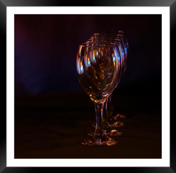 Light and Wineglasses Framed Mounted Print by HELEN PARKER