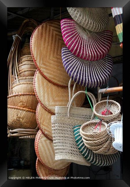 Hanoi market baskets Framed Print by HELEN PARKER