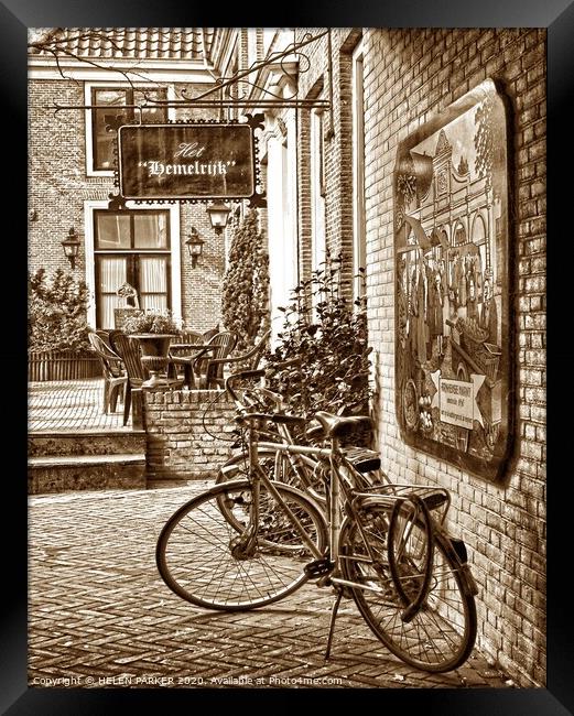 Bicycles of Franeker, Holland Framed Print by HELEN PARKER