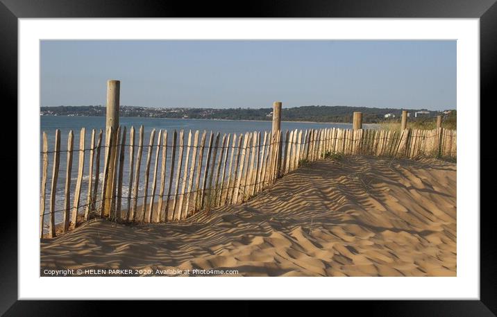 Swansea Beach Shadows on the sand Framed Mounted Print by HELEN PARKER