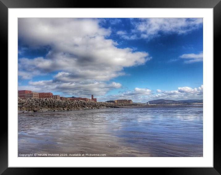  Baldwins Beach Swansea Cloud Reflections  Framed Mounted Print by HELEN PARKER