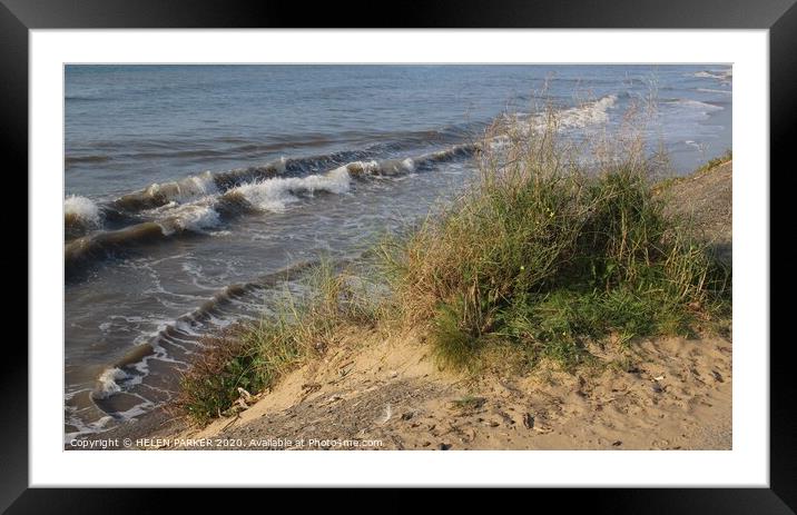 Incoming sea at Swansea Beach Framed Mounted Print by HELEN PARKER