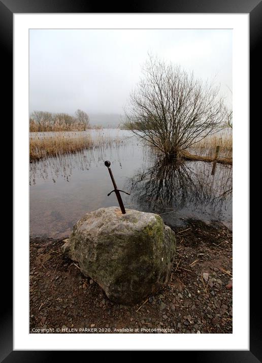 Sword in the Stone, Llangorse Lake Framed Mounted Print by HELEN PARKER