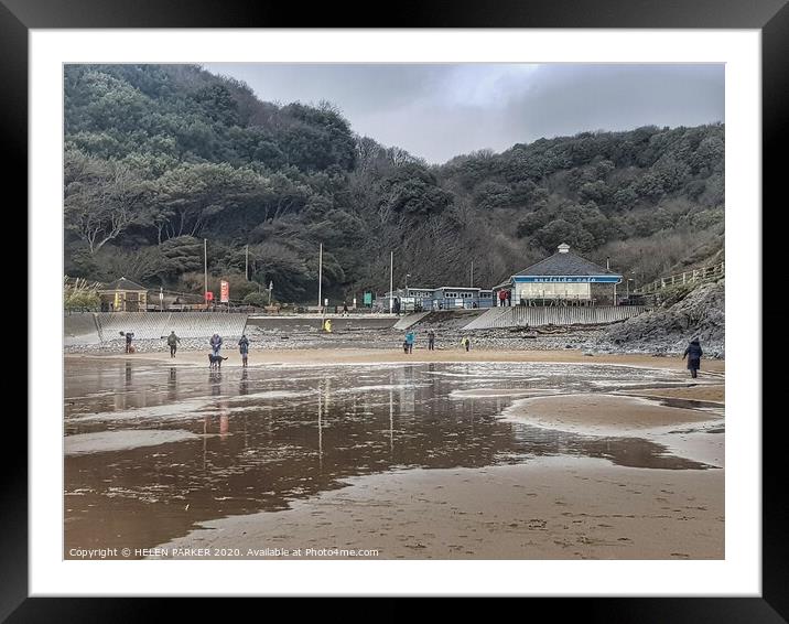 Caswell Bay, Gower Framed Mounted Print by HELEN PARKER