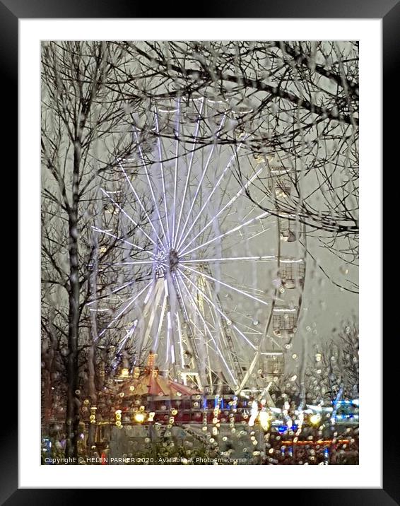 Festive Ferris Wheel and fairground fun throug the Framed Mounted Print by HELEN PARKER