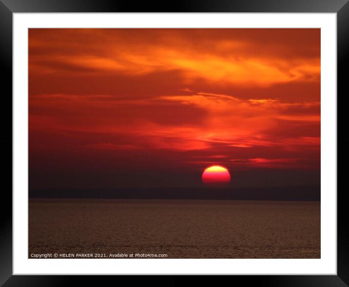 Sky on Fire at Sunset Framed Mounted Print by HELEN PARKER