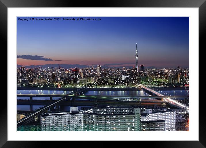 Skytree Dominates Tokyo Skyline Framed Mounted Print by Duane Walker