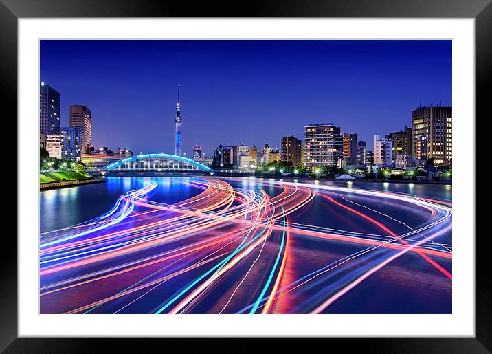Rush Hour On Sumida River Framed Mounted Print by Duane Walker