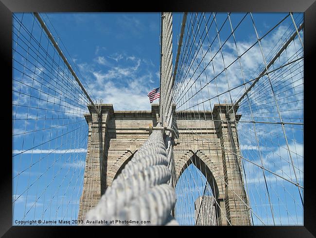 Brooklyn Bridge Support, New York Framed Print by Anna Lewis