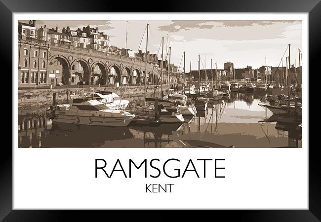 Ramsgate Harbour, Vintage Railway Style Framed Print by Karen Slade