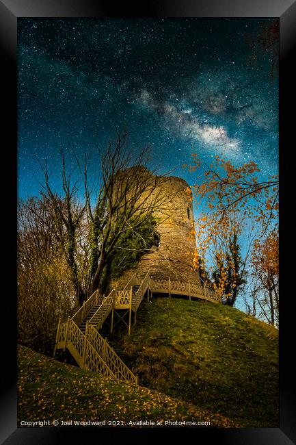 Milky Way over Bronllys Castle Framed Print by Joel Woodward