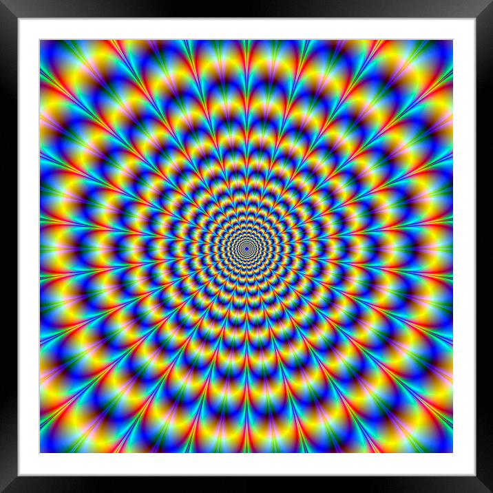 Psychedelic Pulse in Blue and Yellow Framed Mounted Print by Colin Forrest