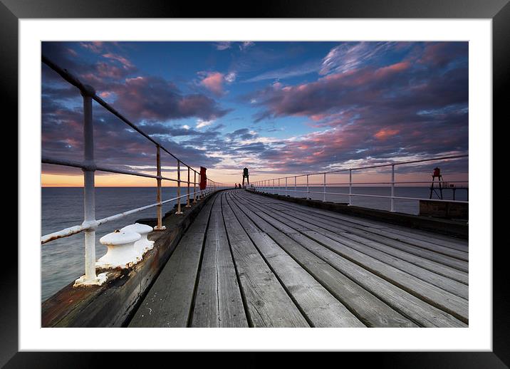 Whitby Pier Framed Mounted Print by Dave Hudspeth Landscape Photography
