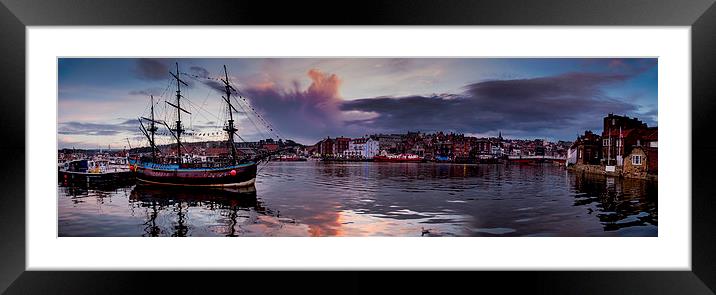  Whitby Town Panoramic Framed Mounted Print by Dave Hudspeth Landscape Photography