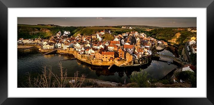 Staithes Dawn Panoramic Framed Mounted Print by Dave Hudspeth Landscape Photography
