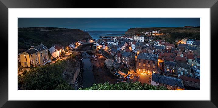 Staithes at Dusk Framed Mounted Print by Dave Hudspeth Landscape Photography