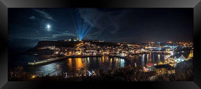 Whitby at Night Panoramic Framed Print by Dave Hudspeth Landscape Photography