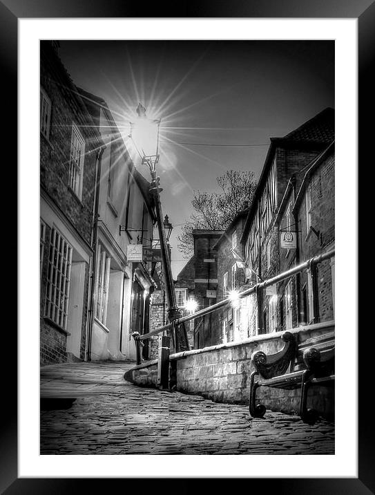  The Leaning Lamp post on steep hill Lincoln  Framed Mounted Print by Jon Fixter