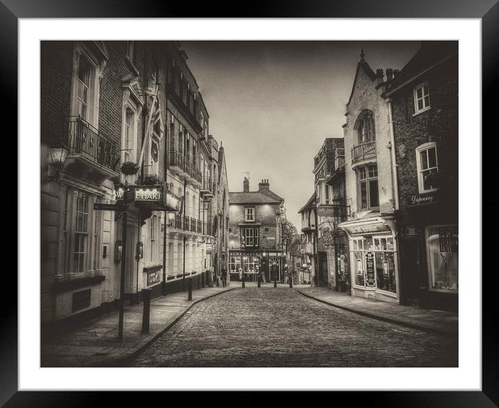 Cathedral quarter Lincoln a (wet plate  simulation Framed Mounted Print by Jon Fixter