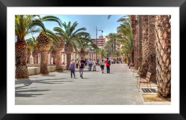 Alicante Marina walkway Framed Mounted Print by Jon Fixter