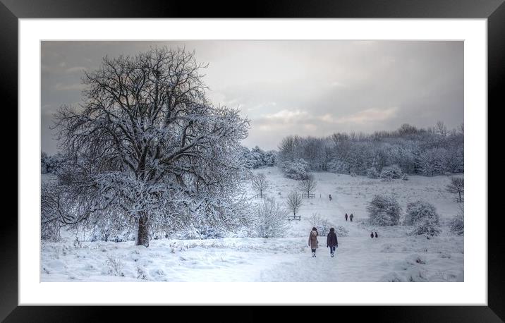 A winter's walk on the common  Framed Mounted Print by Jon Fixter