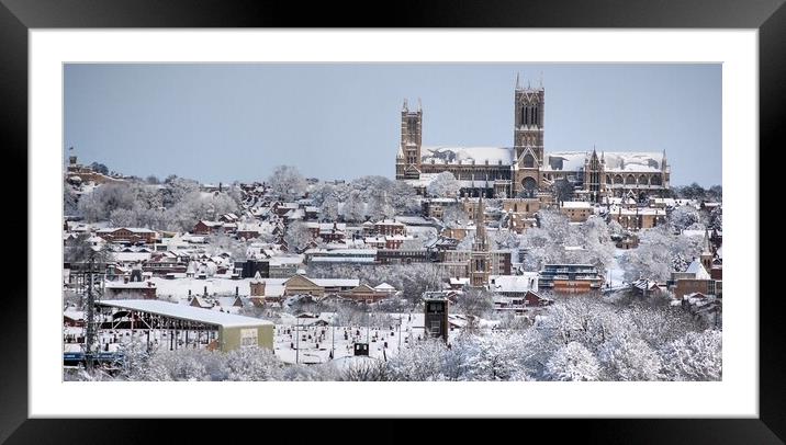 A Snowy Lincoln cathedral  Framed Mounted Print by Jon Fixter