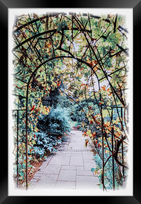 Through the arch and into the garden Framed Print by Ian Johnston  LRPS
