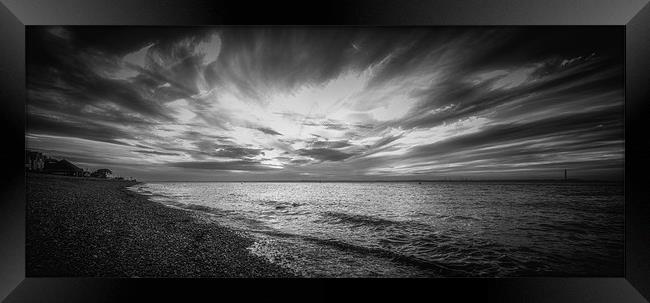 Cowes Beach Mono Sunset Framed Print by Ian Johnston  LRPS