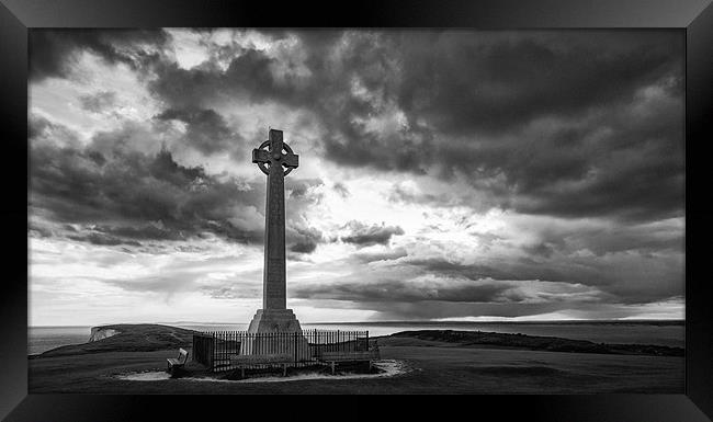 Tennyson Monument Mono Framed Print by Ian Johnston  LRPS