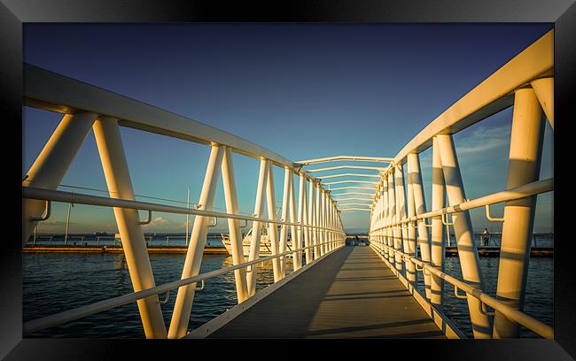 Pontoon Bridge at Sunset Framed Print by Ian Johnston  LRPS