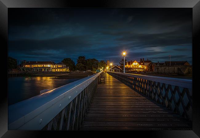 Night - Time Pier towards the shore Framed Print by Ian Johnston  LRPS