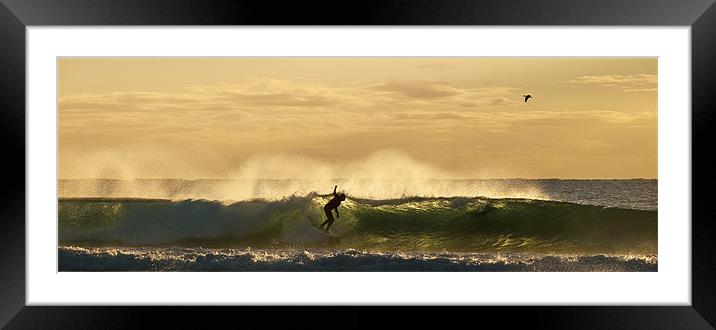 Golden Surf Moment Framed Mounted Print by
