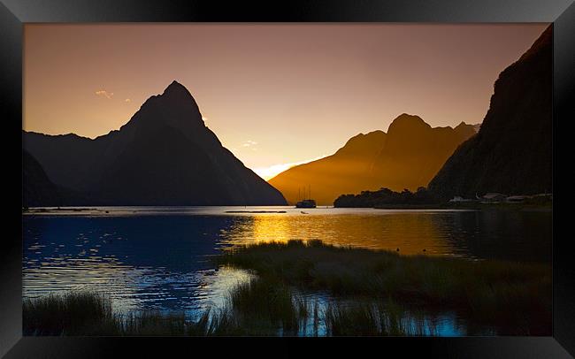 Milford Sound Sunset Framed Print by