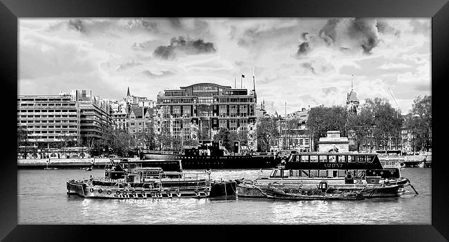 London Barges Framed Print by Anne Whiteside