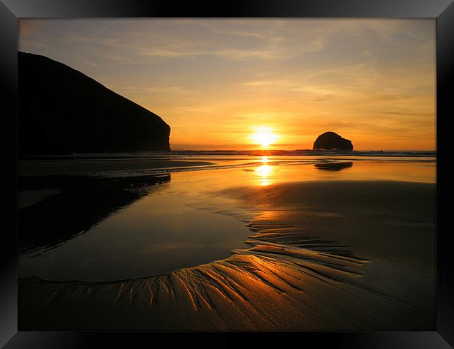 Cornwall: Patterns in the Sand Framed Print by Rob Parsons