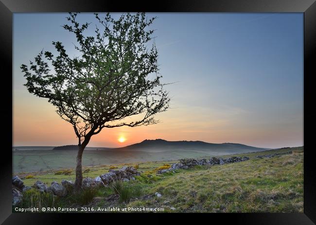 Cornwall: Sunset over Roughtor Framed Print by Rob Parsons
