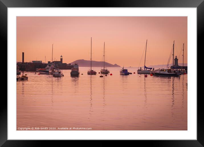 Yachts in St Peter Port Harbour in Guernsey, Chann Framed Mounted Print by Rob Smith