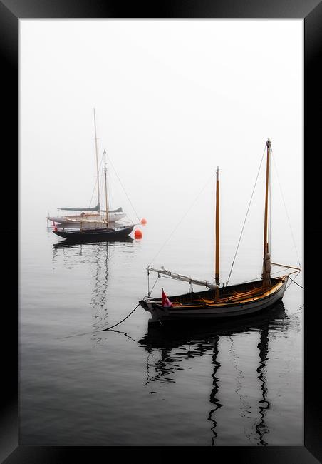 Foggy Boats Framed Print by Mary Lane