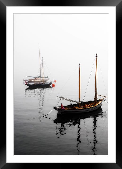 Foggy Boats Framed Mounted Print by Mary Lane