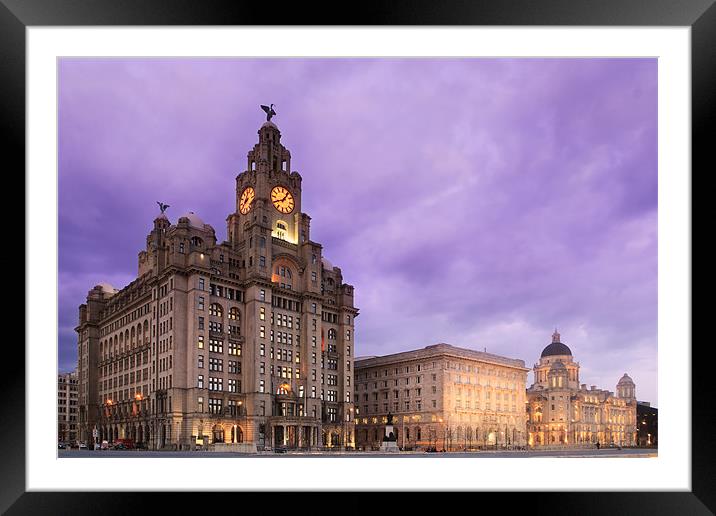 Liverpool Pier Head at Night Framed Mounted Print by Phillip Orr