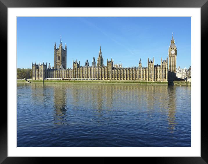 Houses of Parliament from the Thames Framed Mounted Print by Mark Jefferson