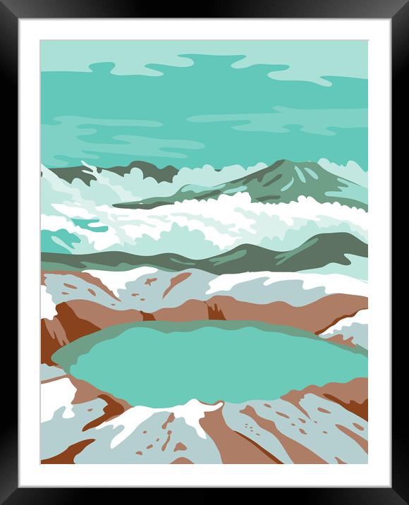 Katmai National Park and Preserve at Summit Crater Lake of Mount Katmai Alaska United States WPA Poster Art Color Framed Mounted Print by Aloysius Patrimonio