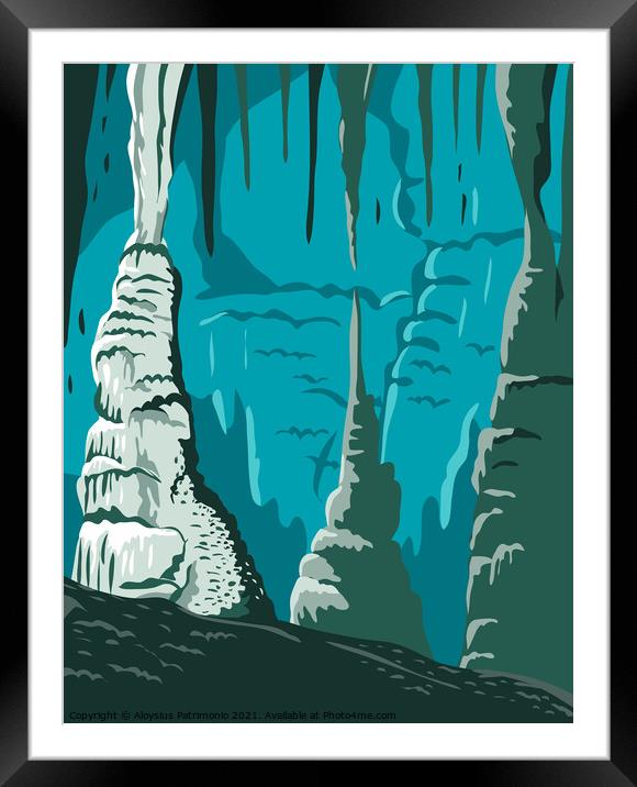 Carlsbad Caverns National Park in Guadalupe Mountains New Mexico United States WPA Poster Art Color Framed Mounted Print by Aloysius Patrimonio
