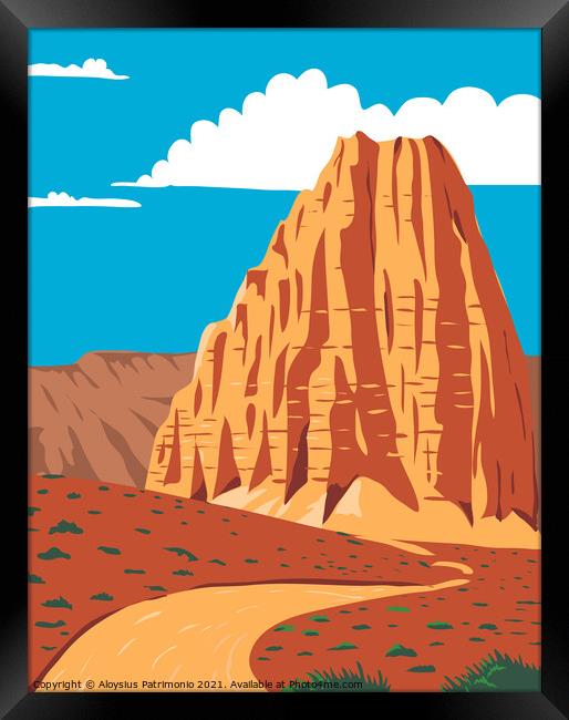 Cathedral Valley Loop in Capitol Reef National Park South-Central Utah United States WPA Poster Art Color Framed Print by Aloysius Patrimonio