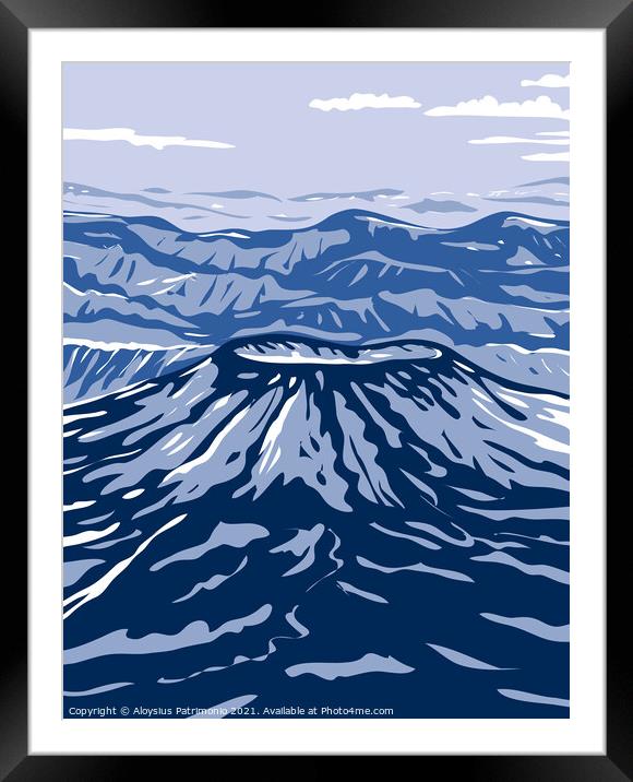 Aniakchak National Monument and Preserve Showing Aniakchak Volcano on the Aleutian Range of Alaska WPA Poster Art Framed Mounted Print by Aloysius Patrimonio
