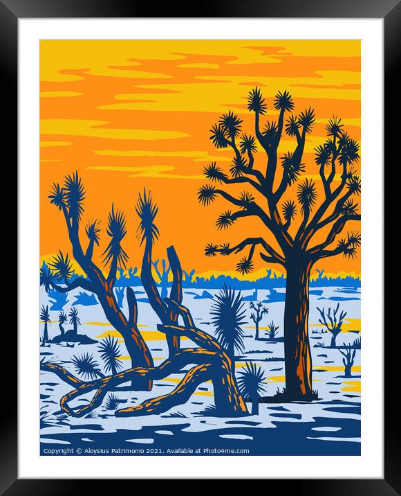 Arizona Joshua Tree Forest Found near the West End of the Grand Canyon East of the Lake Mead National Recreation Area WPA Poster Art Framed Mounted Print by Aloysius Patrimonio