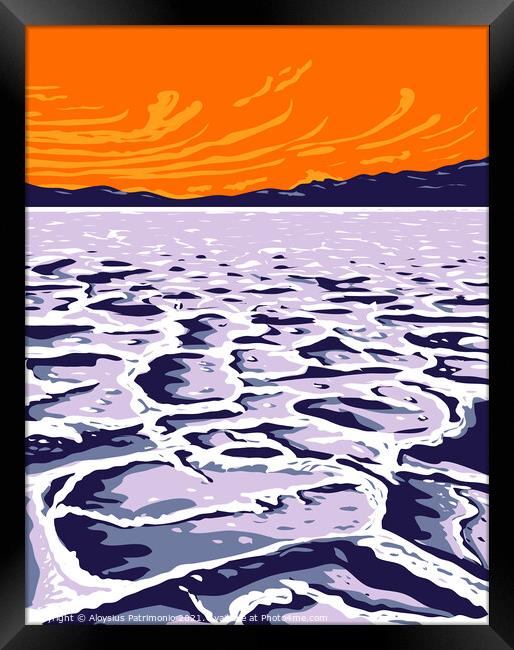 The Badwater Basin in Death Valley National Park Inyo County California United States of America WPA Poster Art Framed Print by Aloysius Patrimonio