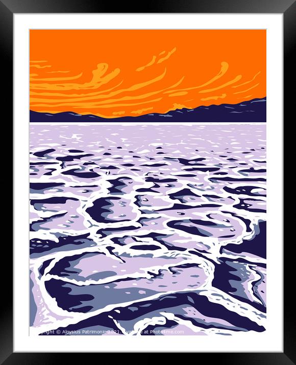 The Badwater Basin in Death Valley National Park Inyo County California United States of America WPA Poster Art Framed Mounted Print by Aloysius Patrimonio