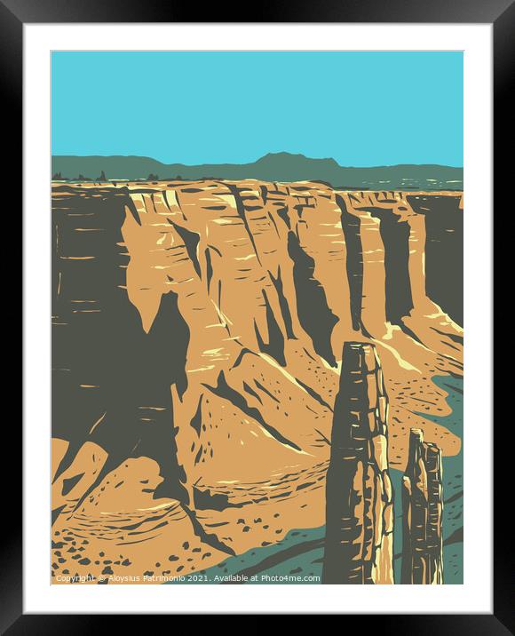 Spider Rock Sandstone Spire in Canyon De Chelly National Monument on Navajo Tribal Lands in Arizona WPA Poster Art Framed Mounted Print by Aloysius Patrimonio