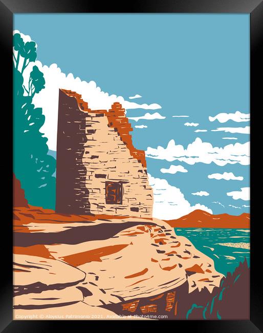 Painted Hand Pueblo in Canyon of the Ancients National Monument in Southwest Colorado WPA Poster Art Framed Print by Aloysius Patrimonio